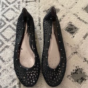 Calvin Klein Black Perforated Lace Flats, size 8, NEW